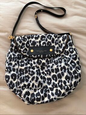 Marc by Marc Jacobs Black & White Leopard Shoulder Bag with Gold Hardware